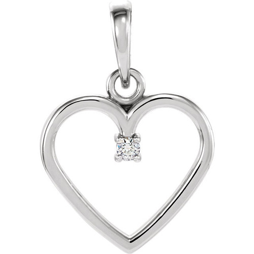 Platinum .02 Carat Diamond Heart Pendant