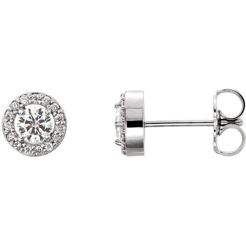 14 Karat White Gold 0.40 Carat Diamond Halo Style Earrings