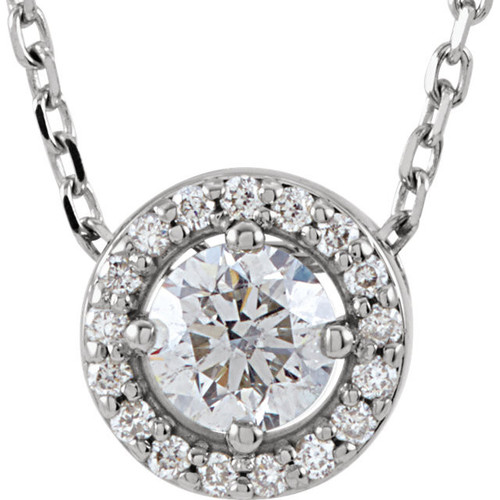 Genuine Diamond Necklace in 14 Karat Genuine Gold 0.25 Carat Diamond Halo Style 16 inch Necklace