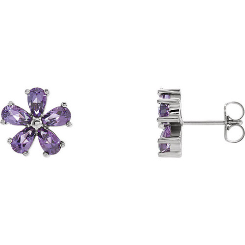 14 Karat White Gold Amethyst Earrings