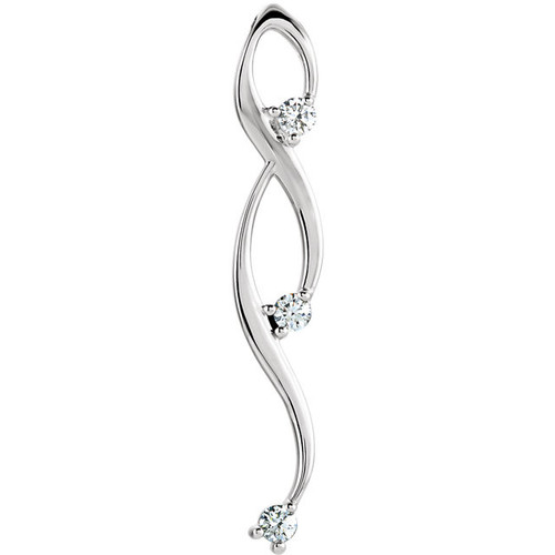 14 Karat White Gold 0.50 Carat Diamond 3 Stone Freeform Pendant