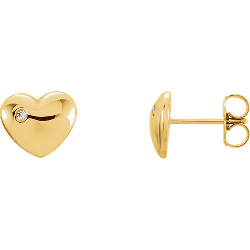 14 Karat Yellow Gold .02.00 Carat Diamond Heart Earrings