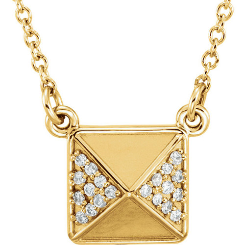 14 Karat Yellow Gold .05 Carat Diamond 16.5 Necklace
