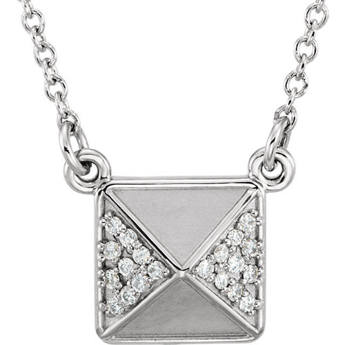 14 Karat White Gold .05 Carat Diamond 16.5 Necklace