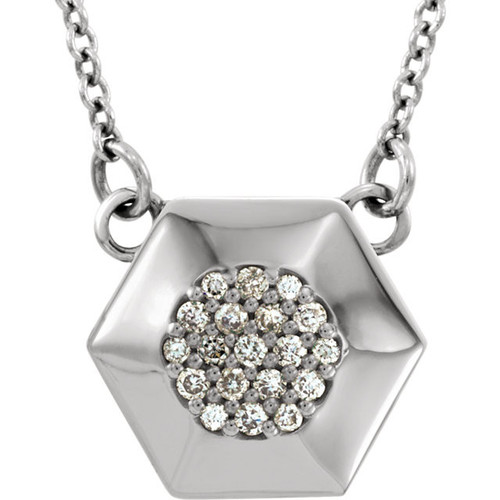 Buy 14 Karat White Gold .08 Carat Diamond Geometric 16.5 Necklace