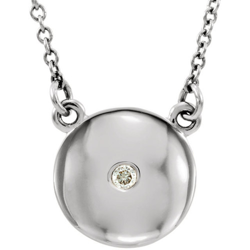 Platinum .02 Carat Diamond Domed 16.5" Necklace