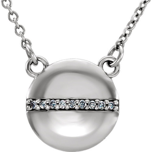 Platinum .025 Carat Diamond Circle 16 inch Necklace