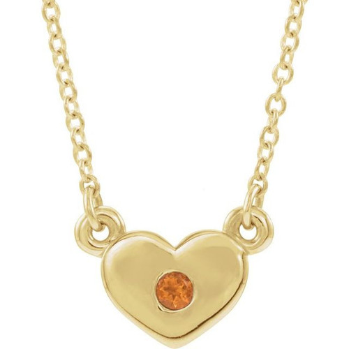 Golden Citrine Necklace in 14 Karat Yellow Gold Citrine Heart 16 inch Necklace