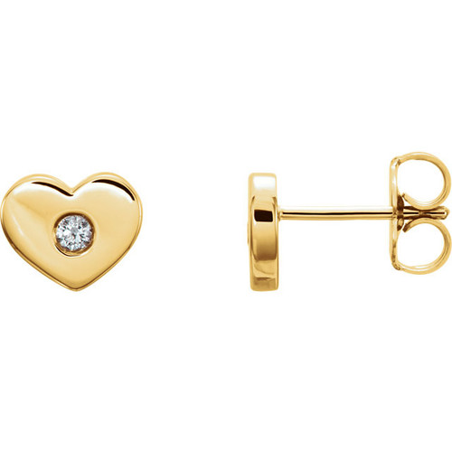 Buy 14 Karat Yellow Gold .06 Carat Diamond Heart Earrings