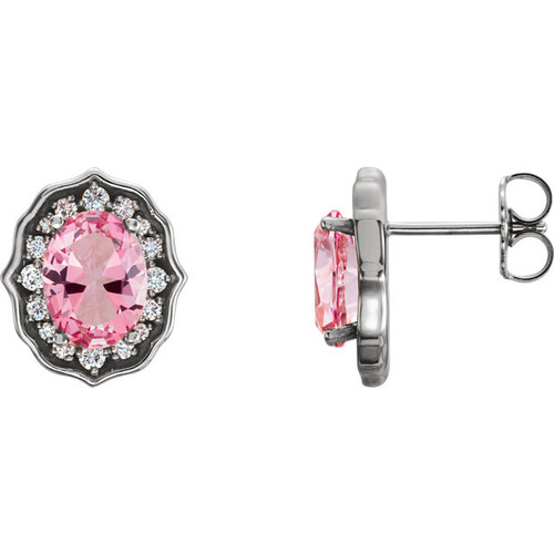 Buy Platinum Baby Pink Topaz and 0.33 Carat Diamond Earrings with Backs