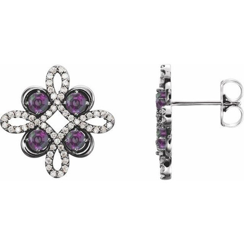 Platinum Amethyst and 0.25 Carat Diamond Earrings