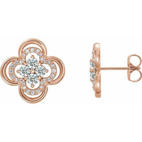 14 Karat Rose Gold 0.25 Carat Diamond Clover Earrings