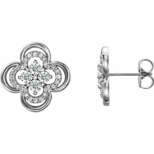 Sterling Silver 0.25 Carat Diamond Clover Earrings