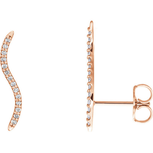 Shop 14 Karat Rose Gold 0.17 Carat Diamond Wavy Ear Climbers