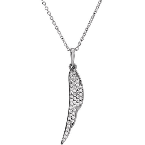 Genuine Sterling Silver 0.20 Carat Diamond Feather 16 inch Necklace