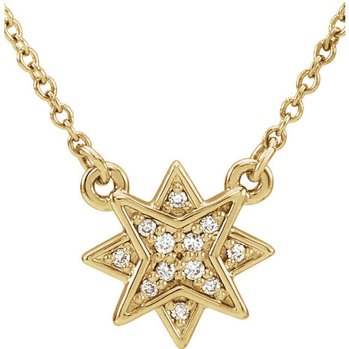 14 Karat Yellow Gold .04 Carat Diamond Star 16  Necklace