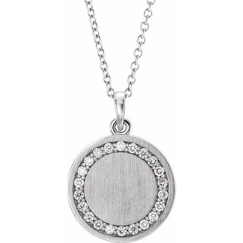 Real Diamond Necklace in Sterling Silver 0.20 Carat Diamond Engravable 16 inch Necklace