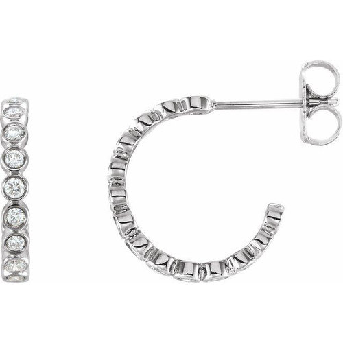 14 Karat White Gold 0.40 Carat Lab Grown Diamond Hoop Earrings