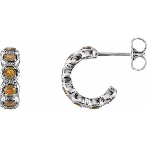 Platinum Citrine Hoop Earrings