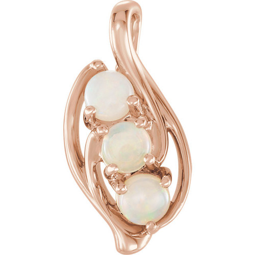 14 Karat Rose Gold Opal Three Stone Pendant