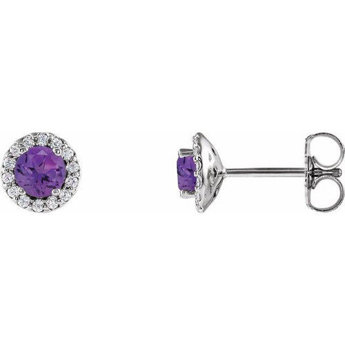 Platinum Amethyst and 0.13 Carat Diamond Earrings