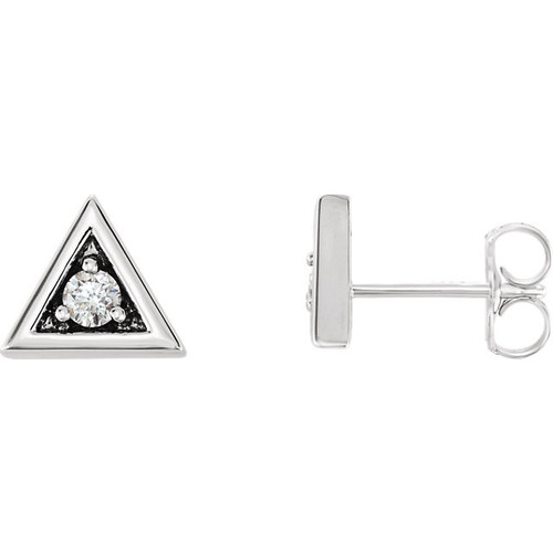 Sterling Silver 0.12 Carat Diamond Triangle Earrings