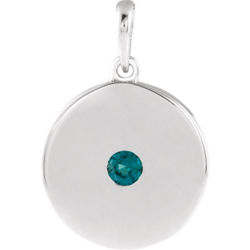 Sterling Silver Genuine Alexandrite Gem Disc Pendant