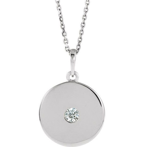 Real Diamond Necklace in Platinum 0.10 Carat Diamond Disc Necklace