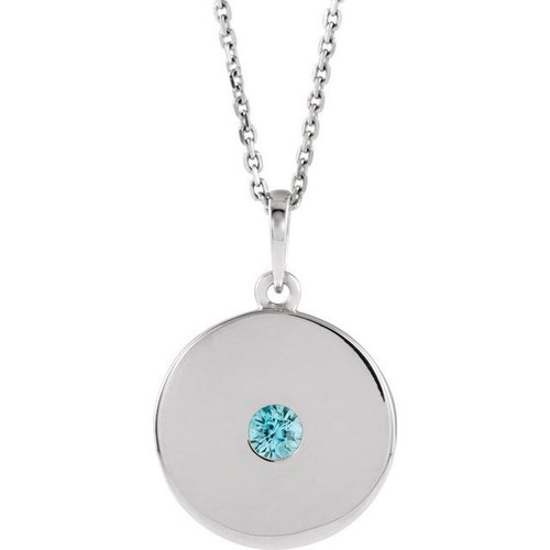 Genuine Zircon Necklace in Platinum Genuine Zircon Disc 16 inch Necklace