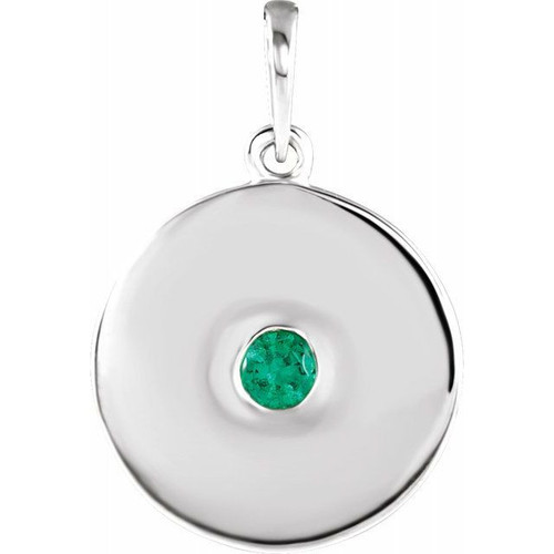 Platinum Emerald Disc Pendant