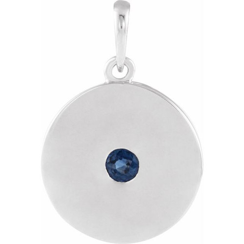 Platinum Sapphire Disc Pendant