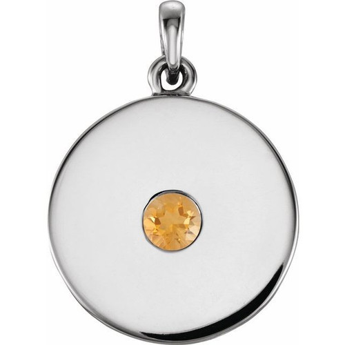 Golden Citrine Pendant in Platinum Citrine Disc Pendant