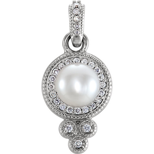 Buy Platinum Freshwater Pearl and 0.12 Carat Diamond Pendant