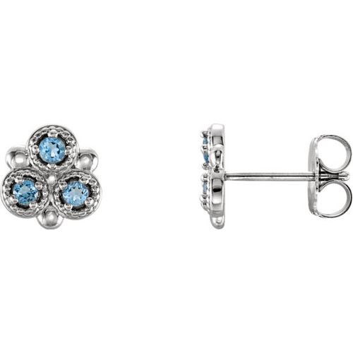 Shop Platinum Aquamarine Three Stone Earrings