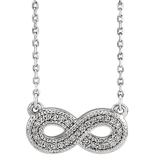 Sterling Silver .08 Carat Diamond Infinity 16 inch Necklace