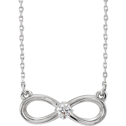 Genuine  Sterling Silver 0.10 Carat Diamond Infinity 16 inch Necklace