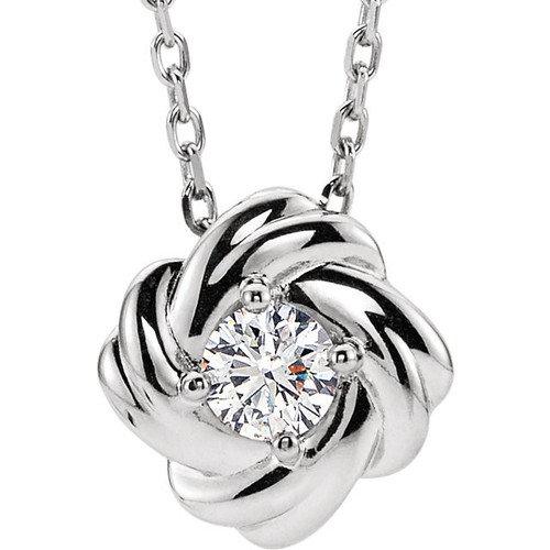 Platinum 00.17 Carat Diamond Knot 16 inch Necklace