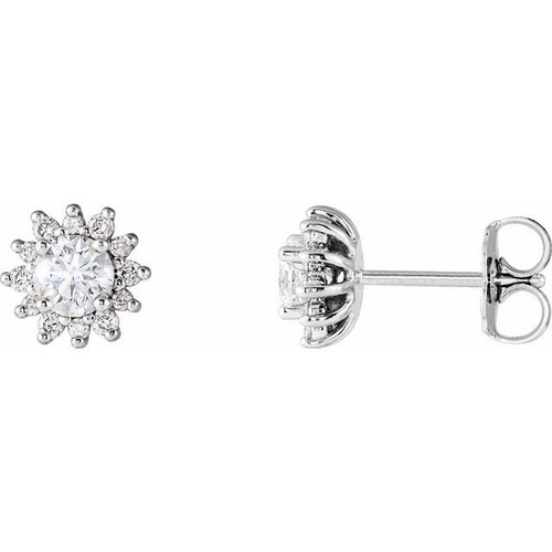 Sterling Silver 0.50 Carat Diamond Halo Style Earrings