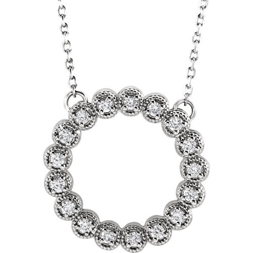 Genuine Sterling Silver 0.25 Carat Diamond Circle 16 inch Necklace