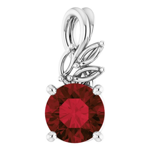 Red Garnet Gem in Sterling Silver Mozambique Garnet and 0.10 Carat Diamond Pendant