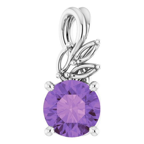 Amethyst Pendant in 14 Karat White Gold Amethyst and 0.10 Carat Diamond Pendant