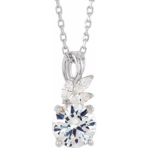 Sapphire Gem in Sterling Silver Sapphire and 0.10 Carat Diamond 16 inch Necklace