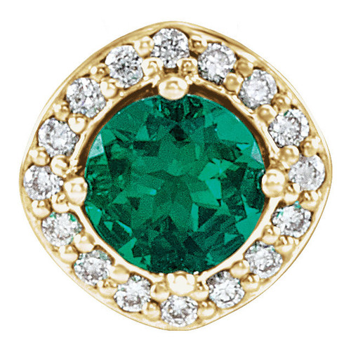 14 Karat Yellow Gold Emerald and .08 Carat Diamond Pendant