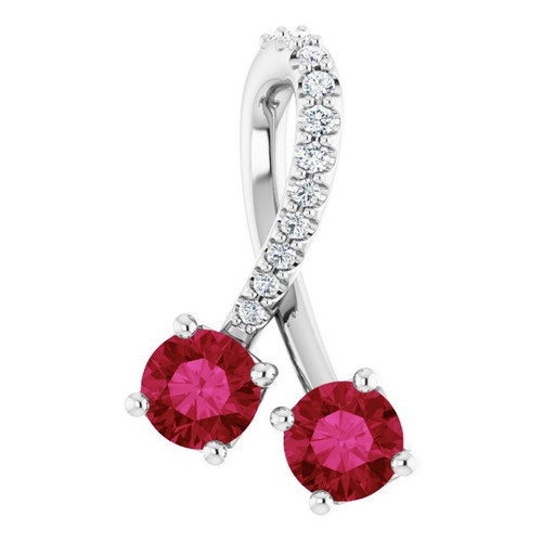 Sterling Silver Ruby and .05 Carat Diamond Pendant