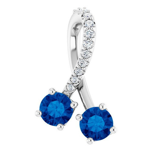 Platinum Lab Created Sapphire and .05 Carat Diamond Pendant