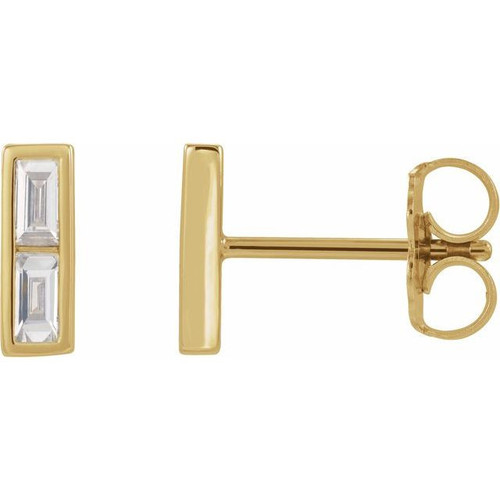 14 Karat Yellow Gold 0.75 Carat Diamond Bar Earrings