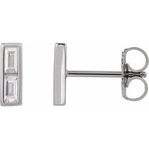 Platinum 0.25 Carat Diamond Bar Earrings