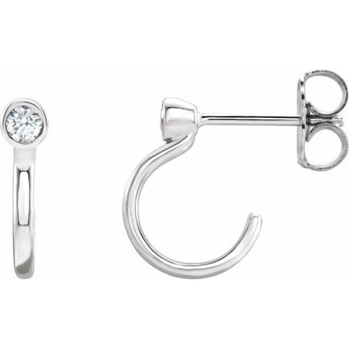 Platinum 0.20 Carat Diamond Bezel Set Hoop Earrings