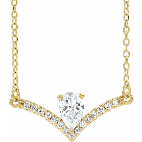 White Diamond Necklace in 14 Karat Yellow Gold 0.37 Carat Diamond 16 inch Necklace
