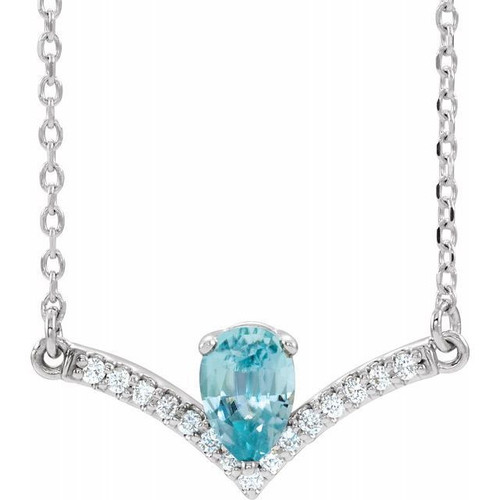 Genuine Zircon Necklace in Platinum Genuine Zircon and .06 Carat Diamond 18 inch Necklace